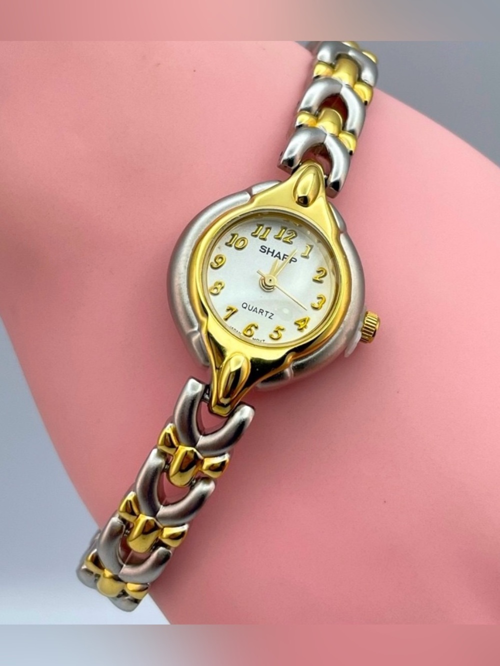 Sharp Two Tone Quartz Watch Gold Silver Tone Link Bracelet NWOT